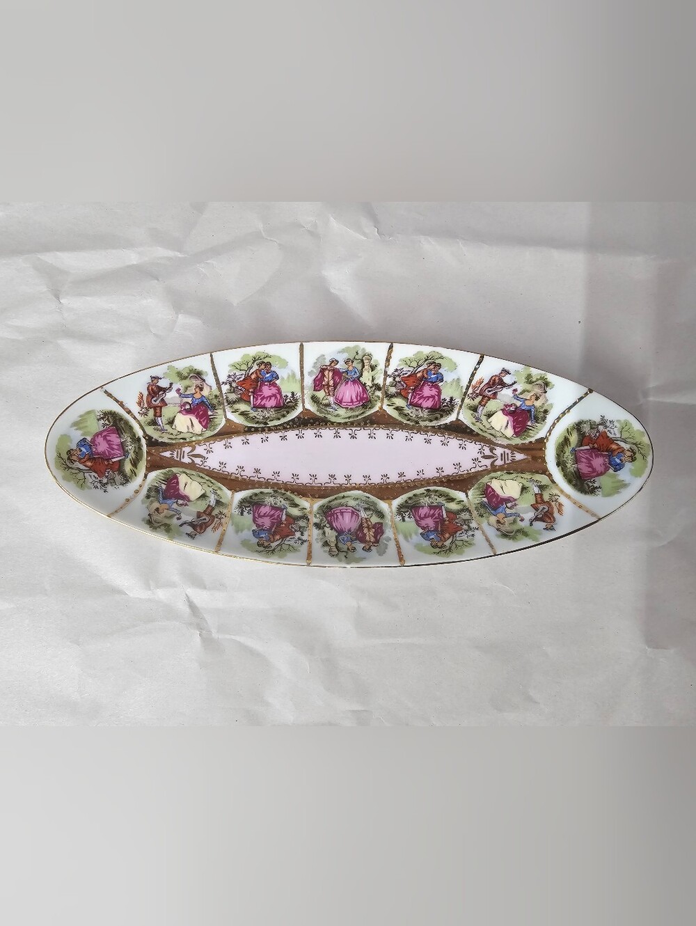 Vintage Royal Vienna Style Courting Couple Porcelain Relish Dish